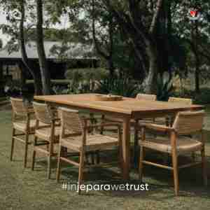 Fauteuil en rotin et bois de teck, fait main, style scandinave, écologique, imperméable, durable, pour intérieur/extérieur, restaurant, hôtel - Product Image 6