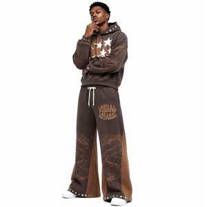 Survêtements de jogging évasés pour hommes avec logo personnalisé, fabricants de vêtements OEM, ensemble de survêtements évasés pour hommes - Product Image 3