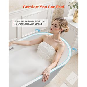 Vasca da Bagno Freestanding Contemporanea in Acrilico Bianco da 59 Pollici con Elegante Forma Ovale e Scarico con Troppopieno in Nichel Spazzolato - Product Image 6