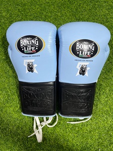 Guantes de Boxeo de Alta Calidad en Azul Cielo y Negro, Sin Boxeo No Hay Vida, Guantes de Boxeo MMA, Equipo de Entrenamiento de Kickboxing Personalizado - Product Image 2