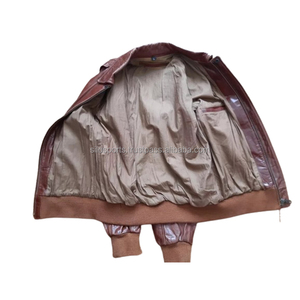 2025 OEM Custom-Made Brown Cowhide Men's Motorbike Leather <b>Jacket</b> Low MOQ Top-Selling Waterproof High Quality Fashionable Design - Product Image 3