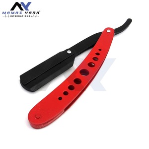 Rasoir de barbier professionnel à lame droite en acier inoxydable avec verrouillage à bascule, lame unique, noir et rouge, outil de rasage du visage pour salon de coiffure - Product Image 6