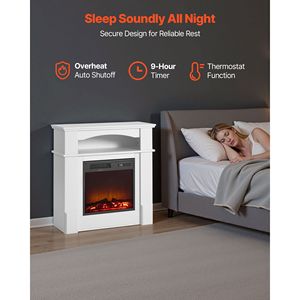 Cheminée électrique autoportante de 33 pouces, chauffage 1500W 5120BTU, faux foyer électrique avec protection contre la surchauffe, verre AU - Product Image 4
