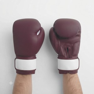 Gants de boxe en cuir de vachette bordeaux, durables, pour l'entraînement et le sparring, fermeture à scratch sécurisée, sur mesure - Product Image 1
