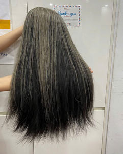 Artículo popular: Peluca SDD de abril con cierre 7x7, lisa, gris plateado, 100% cabello humano virgen vietnamita, pelucas de cabello virgen sal y pimienta. - Product Image 6