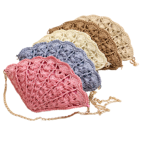 Sac à main de plage d'été pour femmes Oyster Shell Crossbody Straw Bag for the Coast - Product Image 1
