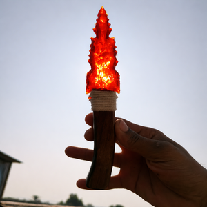 มีดแกะสลักหินออบซิเดียนสีแดงทำมือพร้อมสายคล้องมือ งานฝีมือสไตล์ชนเผ่าแท้ 100% ของสะสมสำหรับตั้งโชว์ - Product Image 4