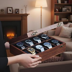 AHTE MANUEXPO UR-065 Wooden Watch Box <b>Storage</b> Jewelry Case Timepiece Display Luxury Indian Rosewood Organizer Handmade <b>Cushions</b> - Product Image 5