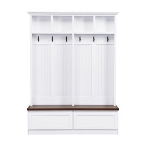 "Versatile Farmhouse Hall Tree with <b>Wood</b> <b>Bench</b> & 2 Large Drawers for Mudroom Coat Storage" - Product Image 3