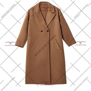 Abrigo Largo de Lana para Mujer, Cuello Solapa Clásico, Abrigo de Invierno Elegante y Cálido, con Bolsillos Laterales Angulados - Product Image 3