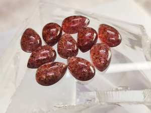 Cabochon en quartz fraise naturel de qualité AAA, forme poire, 12*8 mm, 100% PIERRE PRÉCIEUSE NATURELLE pour la fabrication de bijoux, prix de gros - Product Image 3