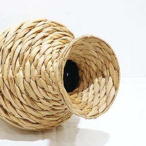 Handwoven Water <b>Hyacinth</b> <b>Vase</b> Round Bohemian Style Tabletop Floral Display Decorative Craft - Product Image 6
