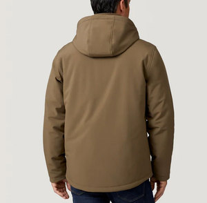 Veste unisexe épaisse en toile unie à capuche avec fermeture éclair, imperméable, coupe-vent, décontractée, pour l'hiver, en polyester - Product Image 2