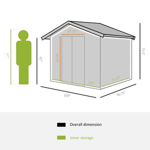 Casetta da Giardino in Metallo Grigio/Bianco 9x6 per Esterni, Ripostiglio Attrezzi in Acciaio con Porta Scorrevole - Product Image 3