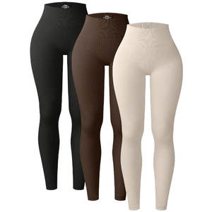 Pantalones Deportivos de Compresión para Mujer, 250 GSM, 70% Poliéster, 30% Elastano, Control de Abdomen, Cintura Ancha, Costura Overlock - Product Image 1