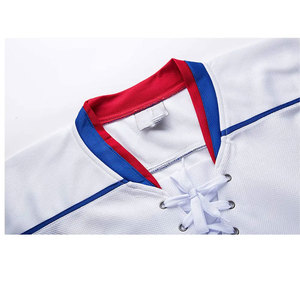 Maillot de hockey sur glace personnalisé sublimé, blanc, orange, bleu, rayé, col en V, manches longues, évacuation de l'humidité, vêtements unisexes pour adultes - Product Image 5