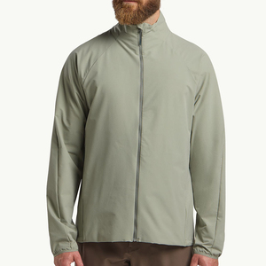 Veste de randonnée pour homme en polyester/nylon imperméable coupe-vent couleur olive, fermeture à enfiler, vêtements d'extérieur pour l'automne - Product Image 1