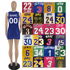 Robe de basket-ball personnalisée pour femme, bleu royal, maille, bordure orange, numéro 24, streetwear - Product Image 4