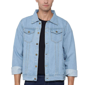 Veste en jean décontractée pour homme, 100 % coton, avec col rabattable, style camionneur, taille XL, vêtement d'extérieur tendance - Product Image 2