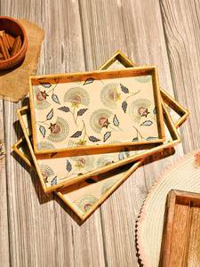Handcrafted Coastal Wooden Tray Customized Color Rectangle Shape Polished Finish for Tea Snacks Serving Decorative Platter - Product Image 2