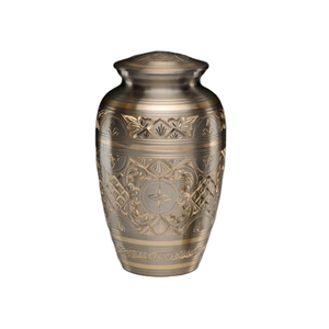 Urnas funerarias de latón de alta calidad para adultos con grabado completo y acabado dorado para cenizas humanas. - Product Image 2