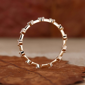 Minimalist Moissanite GRA Certified Eternity Ring Gold Stackable Wedding Band Delicate Diamond Anniversary Party Ring Unisex - Product Image 3