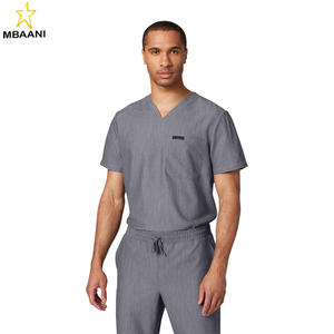 Men's V-Neck 1-Pocket <b>Scrub</b> <b>Top</b> – Soft Ultra LAST Fabric, Stretch, Wrinkle & Fade Resistant - Product Image 1