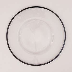 Assiettes de présentation de banquet à rayures demi-lune de style européen, assiettes de service en verre à bord doré, modernes pour mariage occidental - Product Image 5