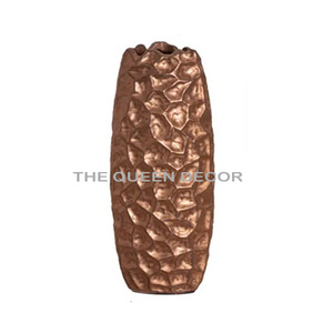 Vase à fleurs en aluminium doré de qualité luxueuse, texture martelée, vaisselle, décoration pour la maison, le salon, le bureau - Product Image 6