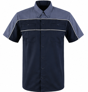 เสื้อเชิ้ตแขนสั้นผู้ชายลำลอง คอปกป๊อปลินบล็อกสี ใส่ได้ในฤดูร้อน - Product Image 1