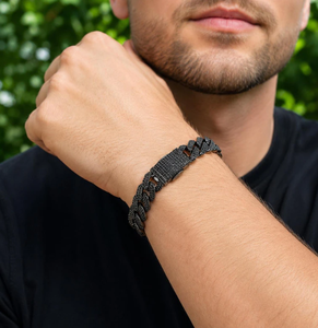 Bracelet à maillons en zircon cubique noir, plaqué rhodium, fermoir carré, bijoux de mode pour hommes - Product Image 3