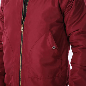 Blouson Bomber Homme Bordeaux Respirant avec Logo Frontal, Fermeture Éclair Décontractée, Col Montant, Coupe Droite, en Polyester, Vêtement d'Extérieur pour l'Automne - Product Image 6