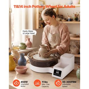Tornio per Ceramica Elettrico da Tavolo 450W, 14''/11'', per Adulti, Velocità Regolabile 30-300 RPM, Piattaforma Girevole 11'', Pedale a Piede - Product Image 2