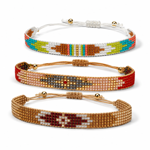 Wholesale Handmade Beads <b>Bracelet</b> Set for Women Adjustable <b>Boho</b> Geometric Friendship Jewelry Trendy Party Custom Colors OEM - Product Image 2