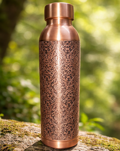 Bouteille d'eau en cuivre avec motif vintage, thermos portable avec couvercle, vaisselle de voyage pour l'extérieur - Product Image 6