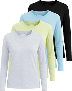 Camiseta de Punto de Manga Larga para Mujer, Cuello Redondo, Corte Regular, Informal, para Todas las Temporadas, 100% Poliéster, Secado Rápido, Manga Larga, OEM - Product Image 5