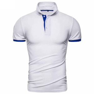 Camiseta de punto sólida para hombre, corte regular, con botones, cuello cerrado, 100% algodón, transpirable y cómoda, polos para hombre - Product Image 3