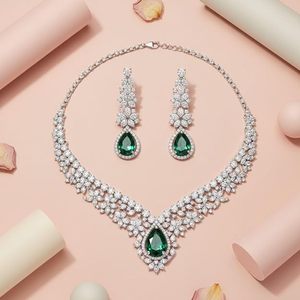 Silver Plated Brass Ethnic Jewelry Set with Zircon and Imitation Pearl Necklace Earrings Bracelet for Women Wedding <b>Gift</b> - Product Image 2