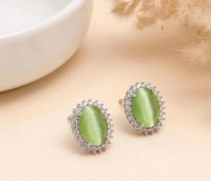 ต่างหูห่วงประดับพลอยสีเทา ทองคำขาว 14K ชุบทองเหลือง งานวินเทจ สำหรับงานปาร์ตี้ ราคาโรงงาน - Product Image 1