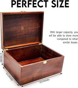 Boîtes cadeaux en bois, boîte à souvenirs pour objets précieux, boîtes décoratives avec couvercle à charnière, boîtes en bois, boîte de rangement avec couvercle - Product Image 1