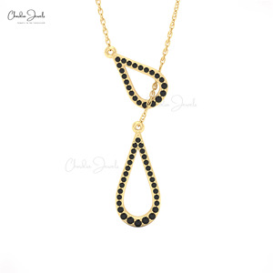 Nouveau collier à pendentif en diamant noir naturel 0,31 CTW, or massif 14 carats, double maillon, provenant d'un fournisseur vérifié - Product Image 1