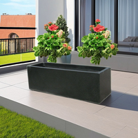 Ensemble de jardinières en béton modernes, 2 pots de fleurs pour jardin extérieur, revêtement époxy, capacité 115L, design minimaliste, forme carrée, couleur grise