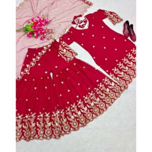 Top pour femme de créateur-Ensemble Sarara et Dupatta avec broderie élégante - Product Image 2