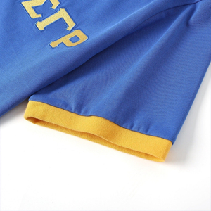 SGRho Royal Blue <b>Gold</b> Premium Henley Shirt Short Sleeve Button Placket Greek Letter Sorority Casual College Baseball Style - Product Image 4