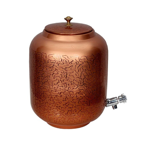 Hammered Copper Water <b>Dispenser</b> With Tap Round Vintage Style Vacuum Flask For Indoor Kitchen Use Handmade Water <b>Dispenser</b> - Product Image 5