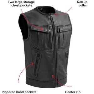 Stylish <b>Men</b>’s Leather Riding Vest Genuine Black Motorcycle <b>Biker</b> Waistcoat with Premium Finish Long Lasting Material - Product Image 3