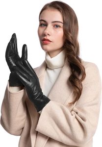 Guantes de cuero para mujer, guantes de invierno con pantalla táctil, guantes cálidos - Product Image 2