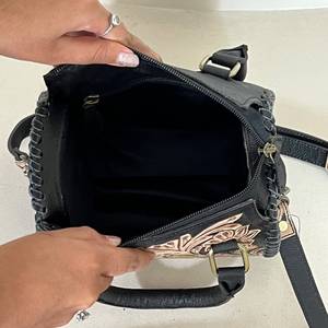 Best Selling 2026 Hand <b>Tooled</b> Floral <b>Leather</b> Speedy Duffel Bag Genuine Cow <b>Leather</b> Mini Handbag with Zipper Closure Shoulder Bag - Product Image 6