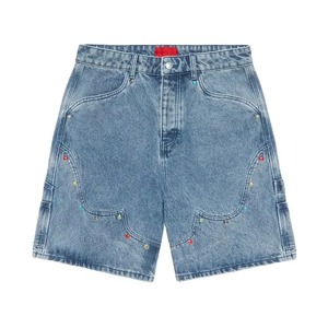 Pantalones Cortos de Mezclilla Transpirables con Rasgaduras, Moda de Verano para Mujer, Cintura Alta, Corte Regular, Pantalones Cortos para Hombre 100% Algodón - Product Image 1