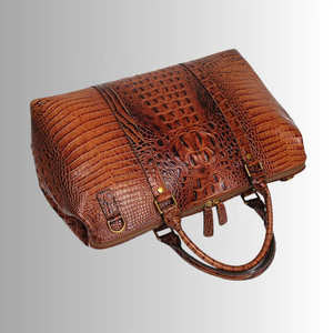 Bolsa de Viaje de Fin de Semana de Alta Calidad, Estilo Vintage, con Logotipo Personalizado, Patrón de Cocodrilo de Lujo, Bolsa de Cuero Genuino de Vaca - Product Image 2
